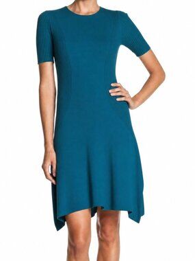 Opening Ceremony  Linear Delta Handkerchief TEAL Dress - L NWOT